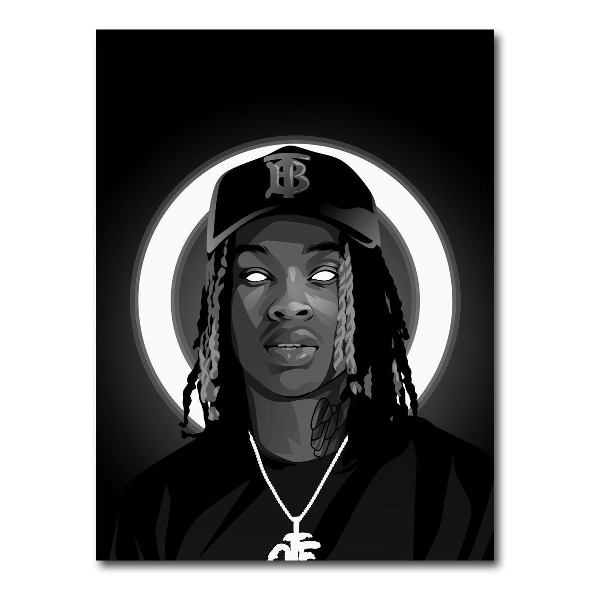 AUTO-MOCKUP WHITE | King Von Grayscale | 1 Piece | Gallery Wrap Canvas | group=3x4