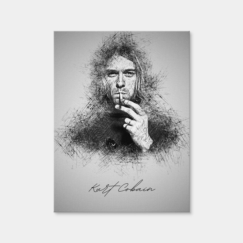 AUTO-MOCKUP WHITE | Kurt Cobain sketch | 1 Piece | Gallery Wrap Canvas | group=3x4