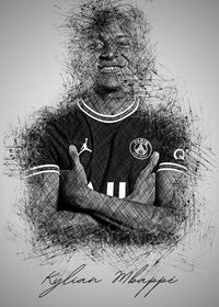 Kylian Mbappe Sketch Wall Art