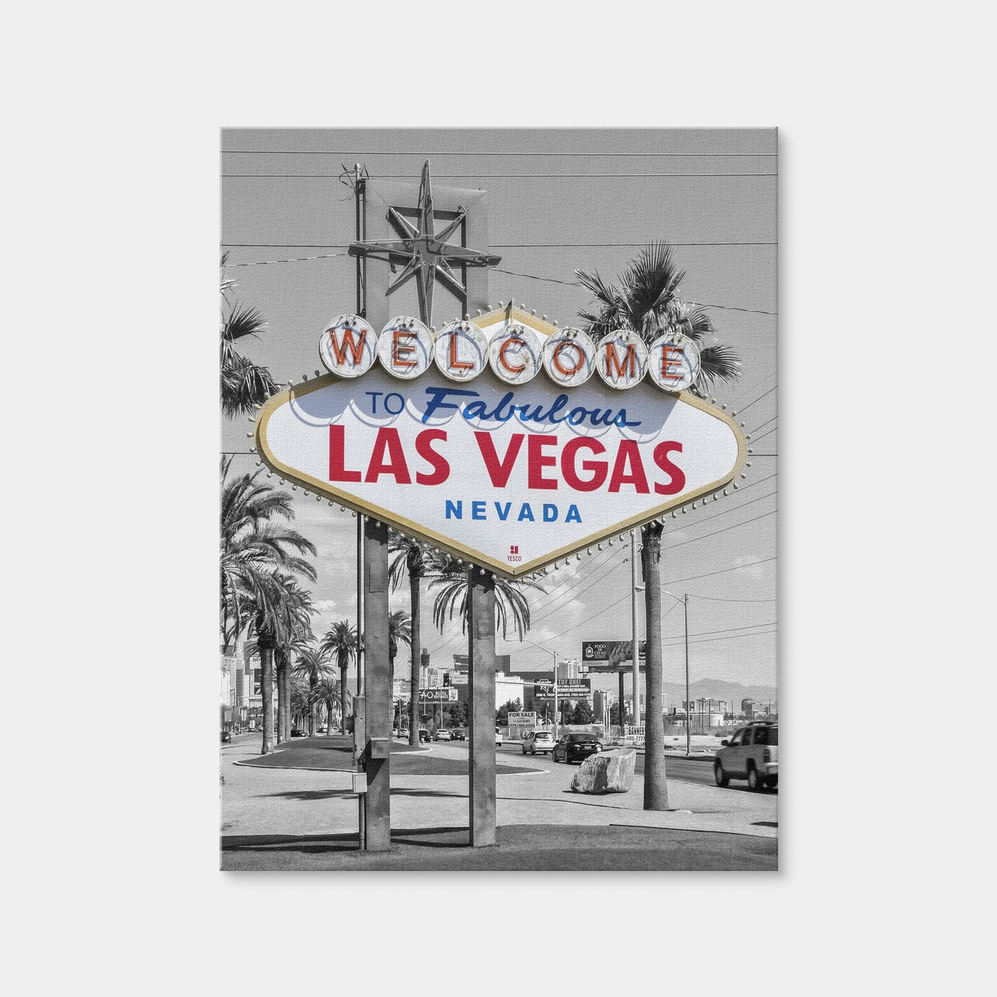 AUTO-MOCKUP WHITE | LAS VEGAS Sign - Colorkey | 1 Piece | Gallery Wrap Canvas | group=3x4