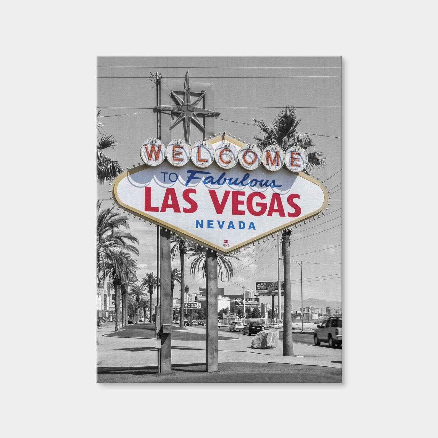 AUTO-MOCKUP WHITE | LAS VEGAS Sign - Colorkey | 1 Piece | Gallery Wrap Canvas | group=3x4