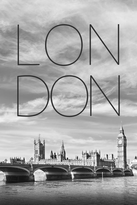 LONDON Westminster Bridge Text & Skyline Wall Art