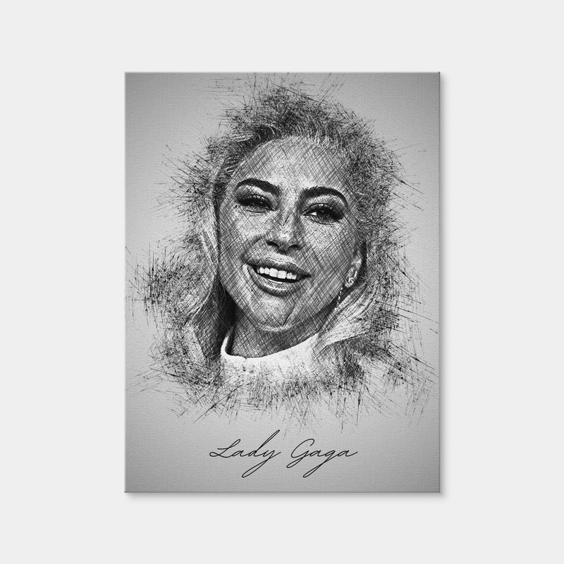 AUTO-MOCKUP WHITE | Lady Gaga Sketch | 1 Piece | Gallery Wrap Canvas | group=3x4