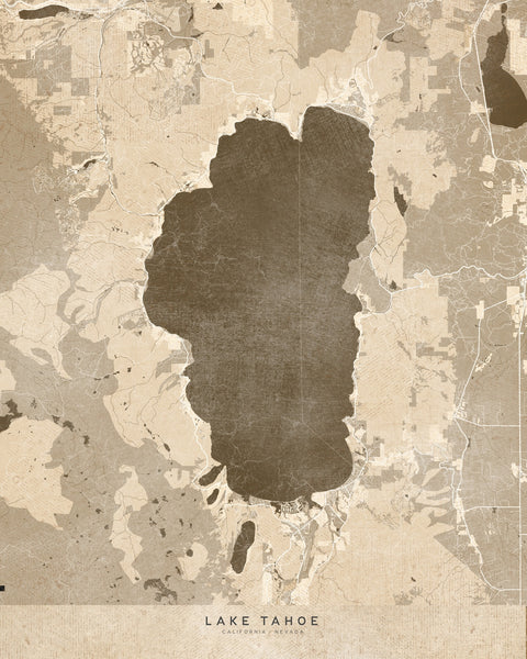 Lake Tahoe Map Wall Art