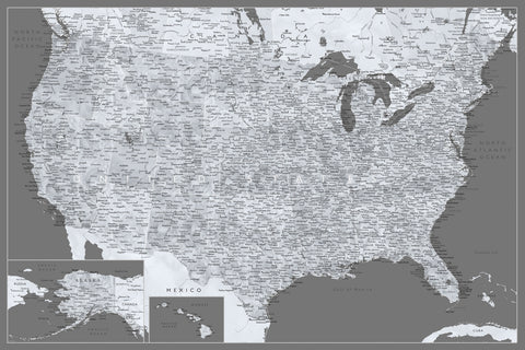 Light US Map Wall Art