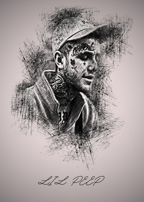 Lil Peep Sketch Wall Art