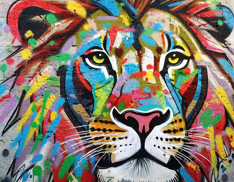 Lion Graffiti Wall Art
