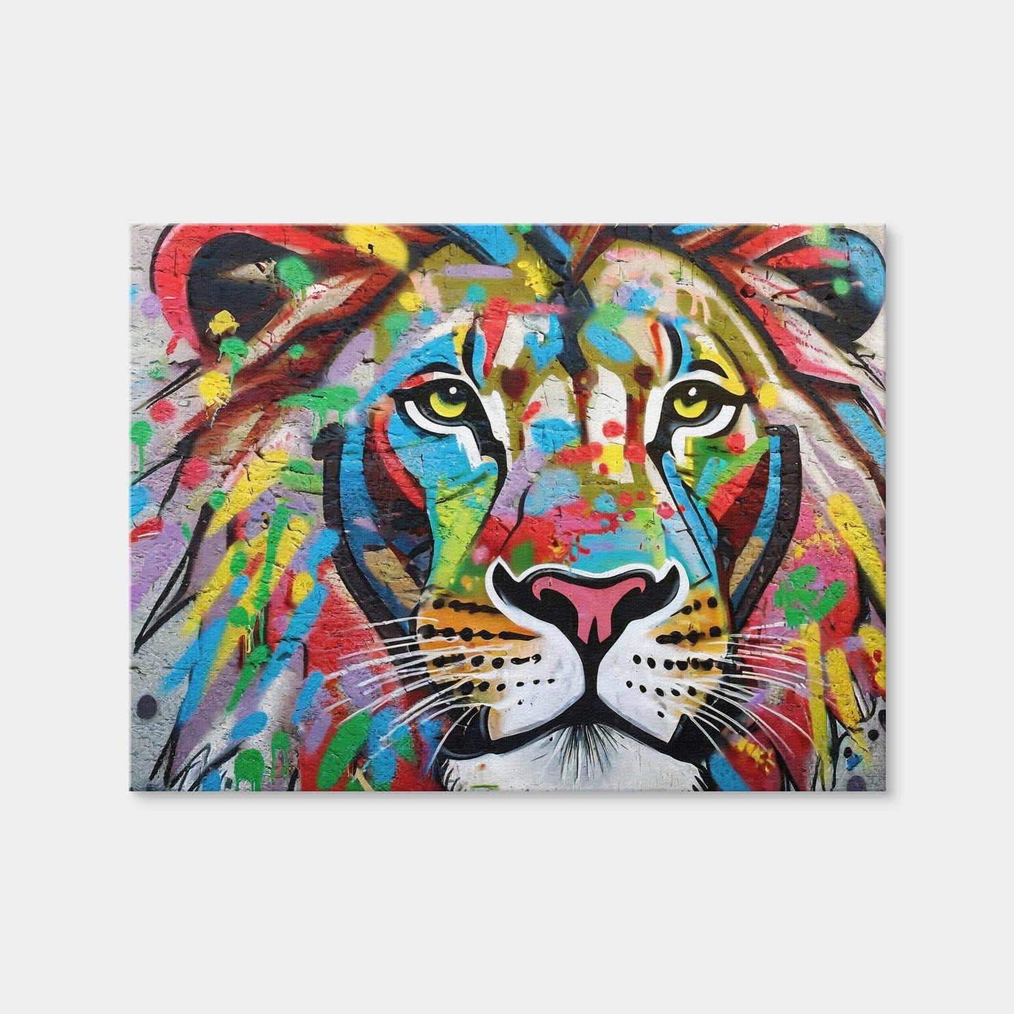 AUTO-MOCKUP WHITE | Lion Graffiti | 1 Piece | Gallery Wrap Canvas | group=4x3