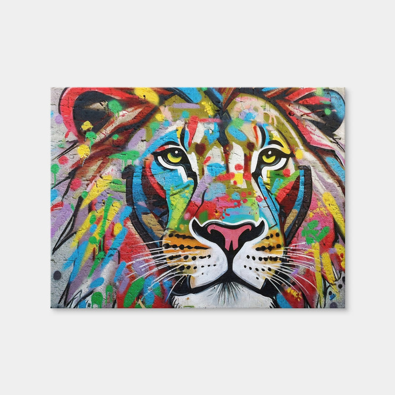 AUTO-MOCKUP WHITE | Lion Graffiti | 1 Piece | Gallery Wrap Canvas | group=4x3