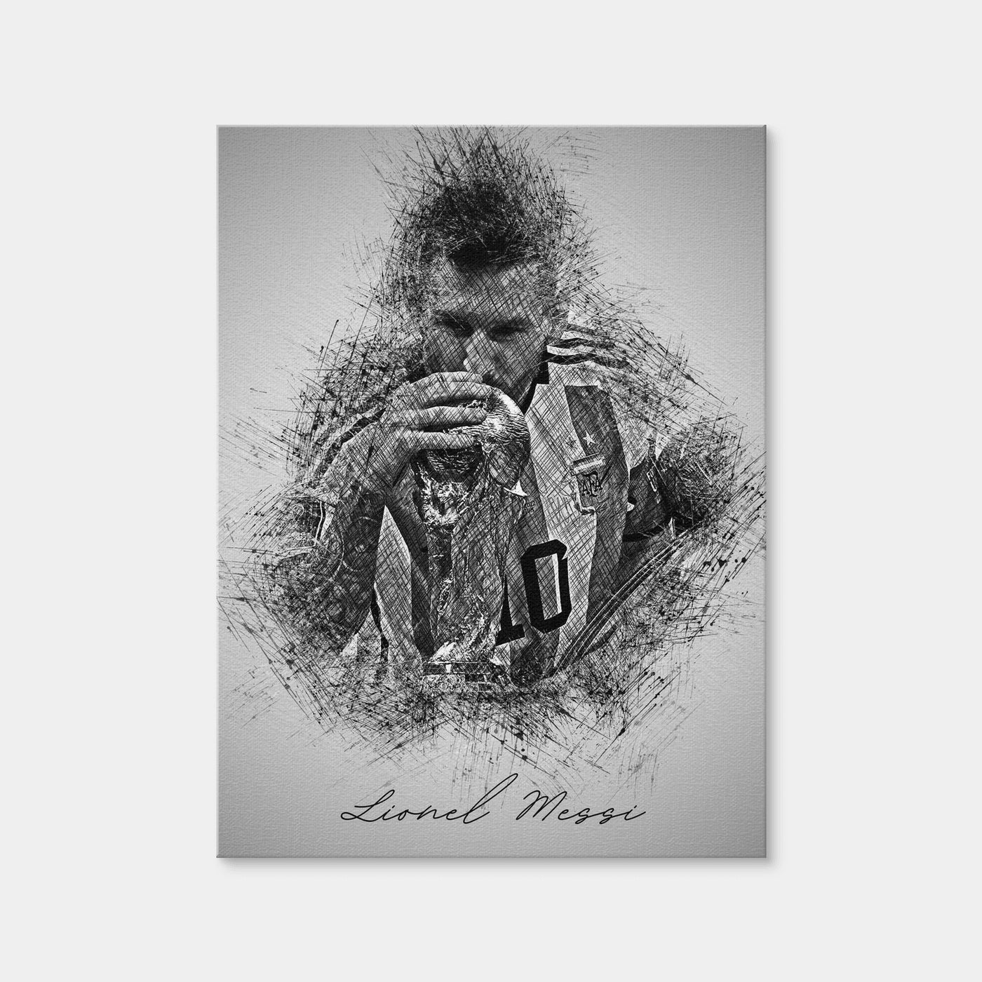 AUTO-MOCKUP WHITE | Lionel Messi Sketch | 1 Piece | Gallery Wrap Canvas | group=3x4