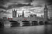 London Houses of Parliament & Red Buses Wall Art