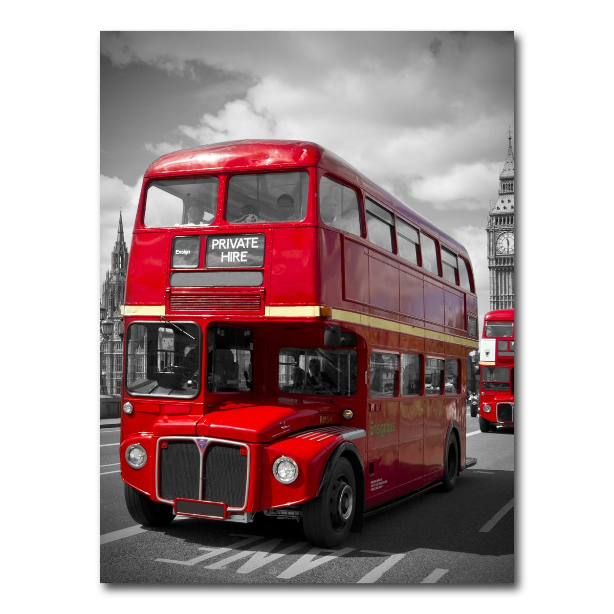 AUTO-MOCKUP WHITE | London Red Buses on Westminster Bridge | 1 Piece | Gallery Wrap Canvas | group=3x4