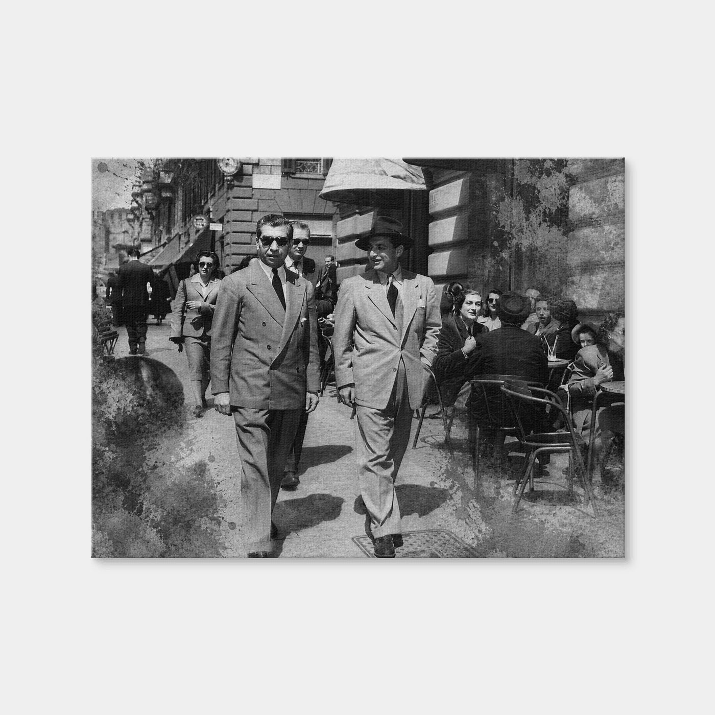 AUTO-MOCKUP WHITE | Lucky Luciano Walking in New York Grayscale | 1 Piece | Gallery Wrap Canvas | group=4x3