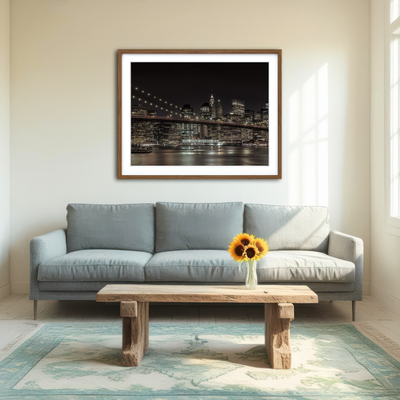 AUTO-MOCKUP ROOM | Manhattan Skyline & Brooklyn Bridge Panorama Wall Art