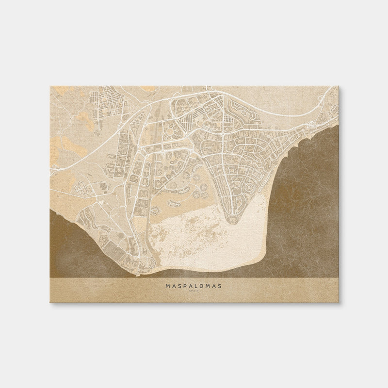 AUTO-MOCKUP WHITE | Maspalomas Map | 1 Piece | Gallery Wrap Canvas | group=4x3