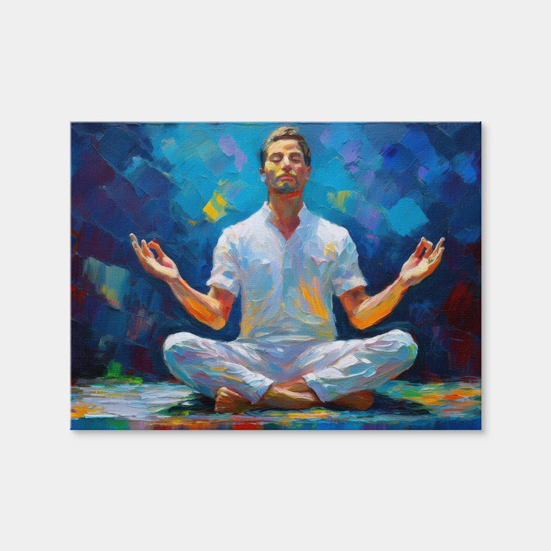 AUTO-MOCKUP WHITE | Meditating Man | 1 Piece | Gallery Wrap Canvas | group=4x3