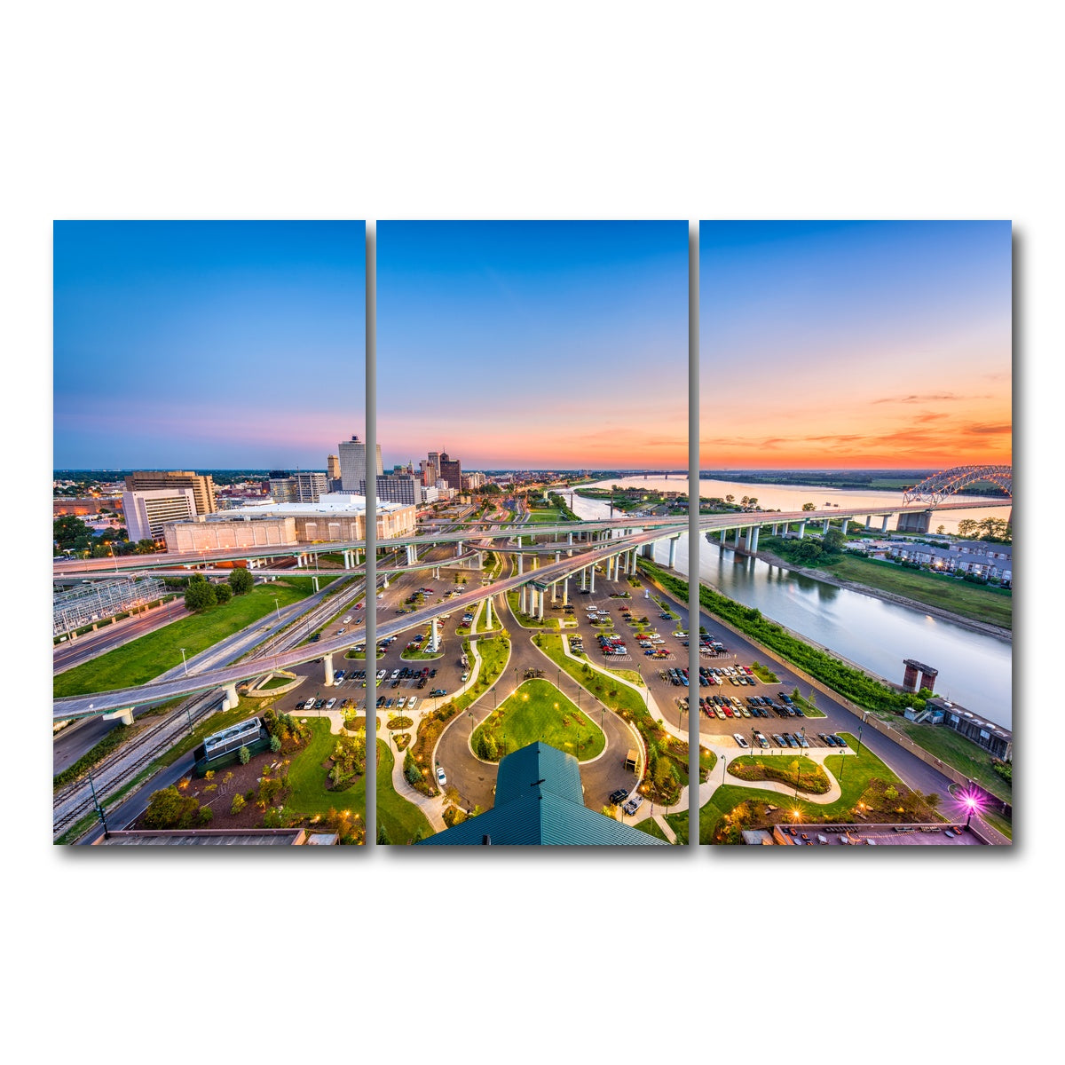 AUTO-MOCKUP WHITE | Memphis Aerial | 3 Piece | Gallery Wrap Canvas | group=12x24
