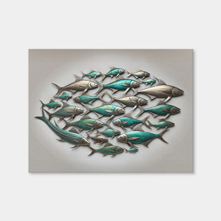 AUTO-MOCKUP WHITE | Metal Artwork of Group of Fish | 1 Piece | Gallery Wrap Canvas | group=4x3