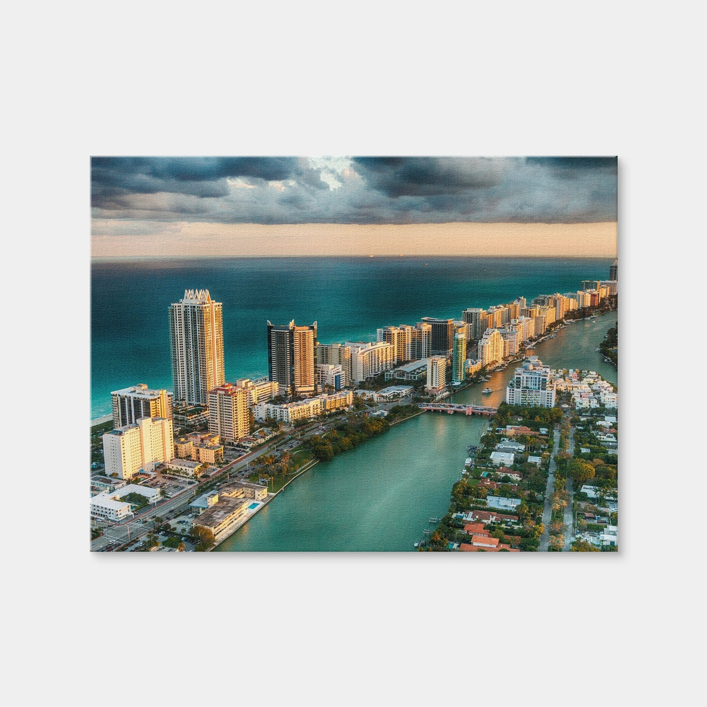 AUTO-MOCKUP WHITE | Miami Beach Skyline | 1 Piece | Gallery Wrap Canvas | group=4x3