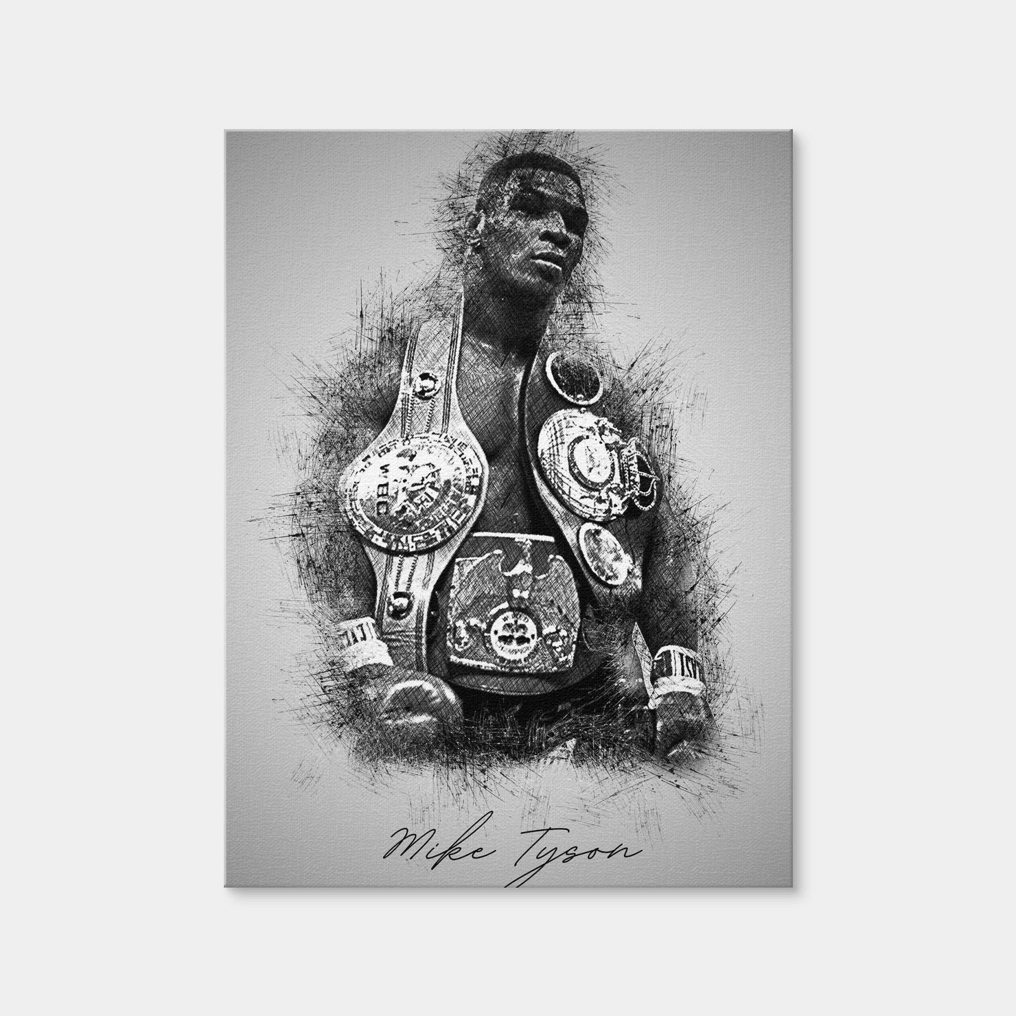 AUTO-MOCKUP WHITE | Mike Tyson Sketchy | 1 Piece | Gallery Wrap Canvas | group=3x4
