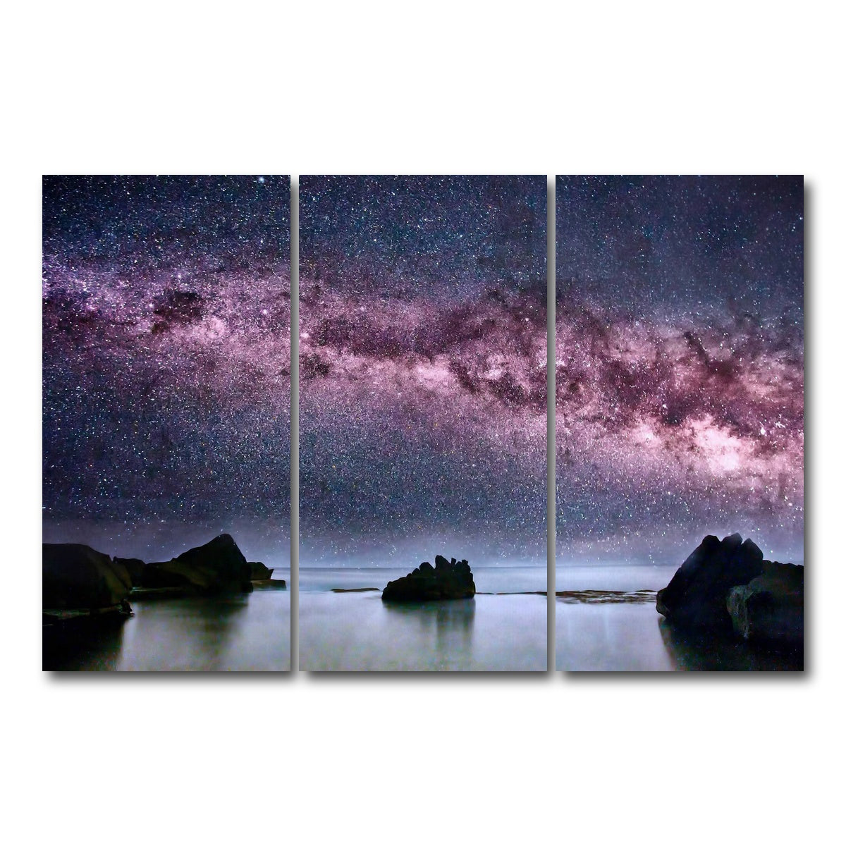 AUTO-MOCKUP WHITE | Milky Way Galaxy | 3 Piece | Gallery Wrap Canvas | group=12x24