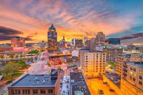 Milwaukee skyline at dusk Wall Art