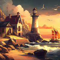 Morning by the Lighthouse Wall Art