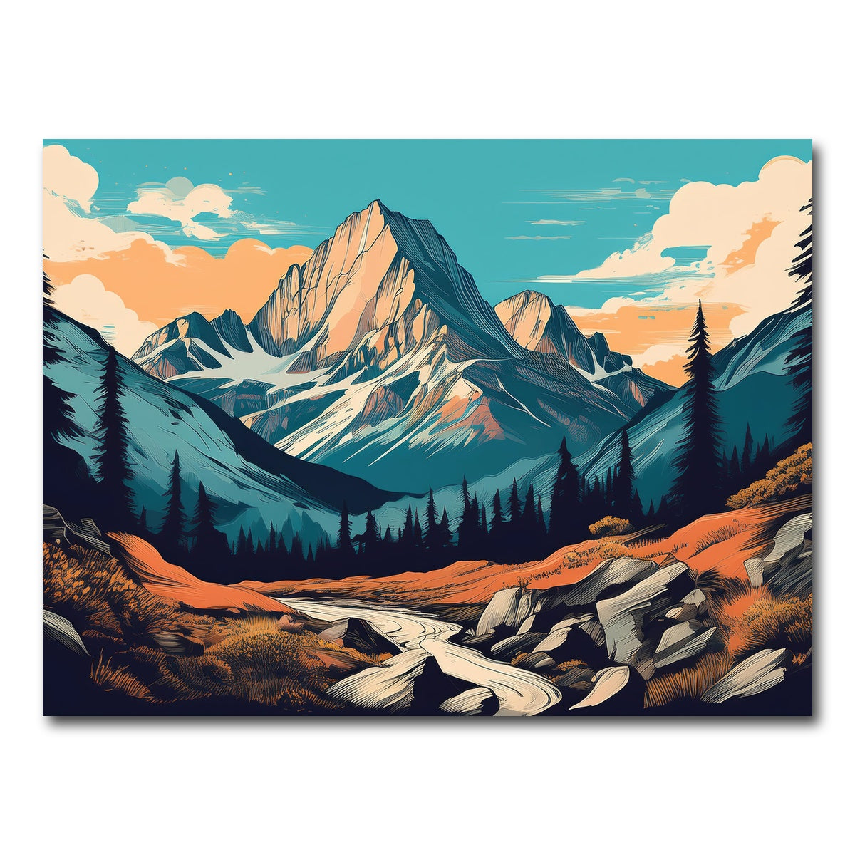 AUTO-MOCKUP WHITE | Mountain Landscape Poster | 1 Piece | Gallery Wrap Canvas | group=4x3