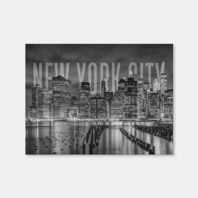 AUTO-MOCKUP | NYC Letters - Black & White Wall Art | 1 Piece | Gallery Wrap Canvas | 4x3
