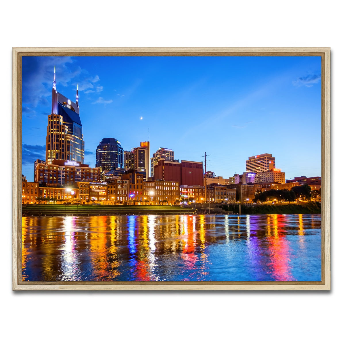 AUTO-MOCKUP WHITE | Nashville Skyline Cumberland River | 1 Piece | Natural Framed Canvas | group=4x3