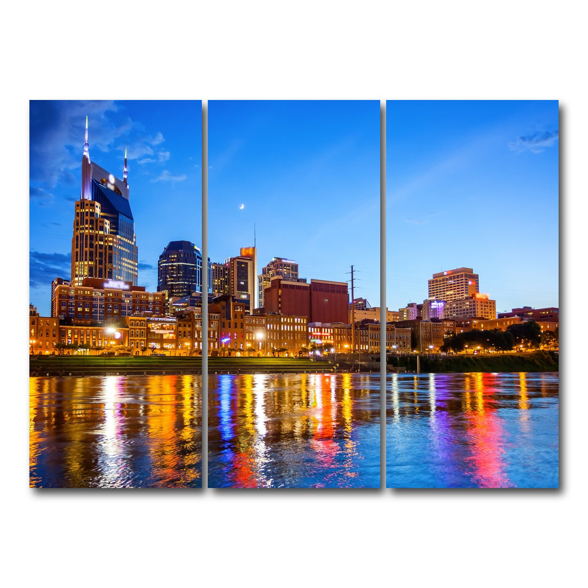 AUTO-MOCKUP WHITE | Nashville Skyline Cumberland River | 3 Piece | Gallery Wrap Canvas | group=8x18
