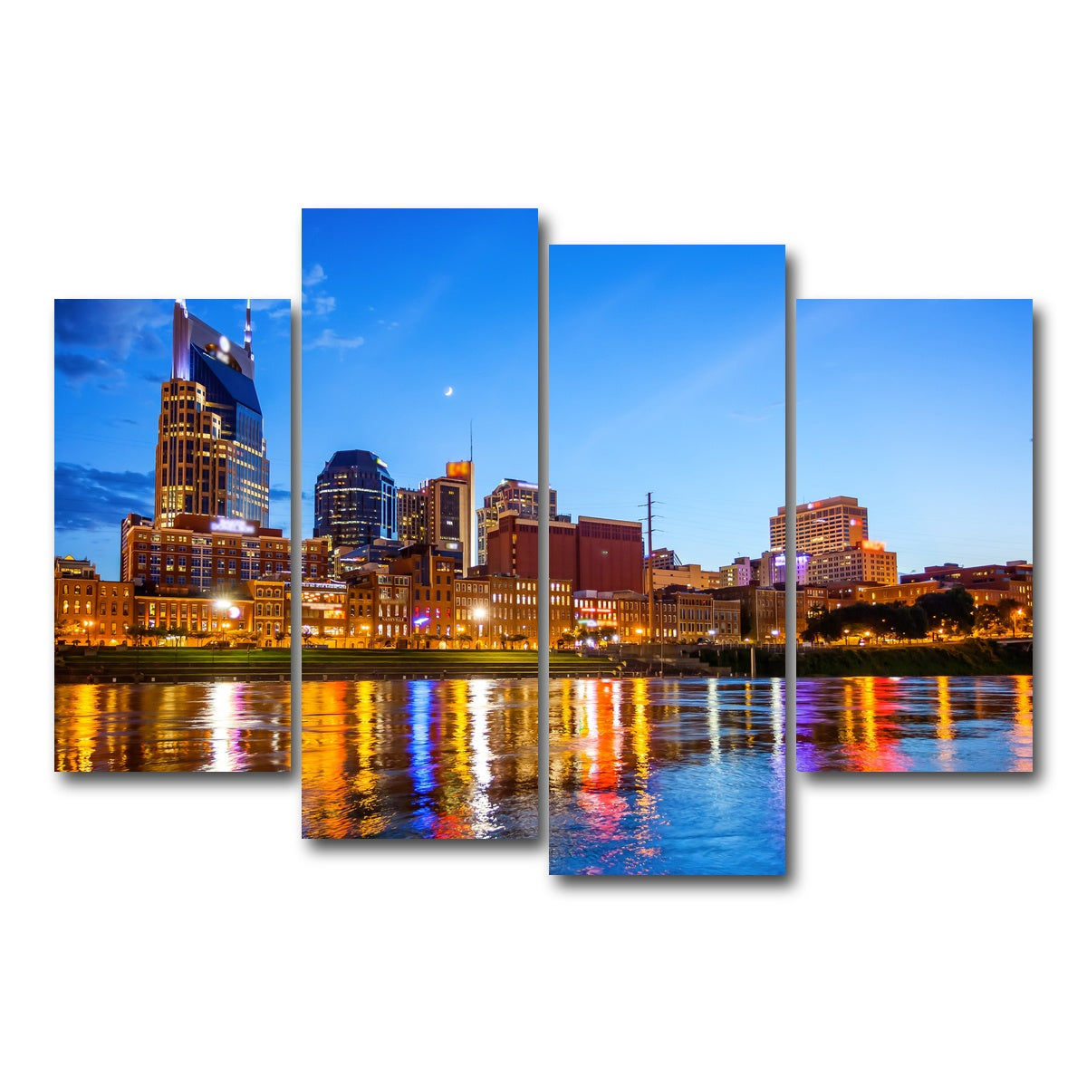 AUTO-MOCKUP WHITE | Nashville Skyline Cumberland River | 4 Piece | Gallery Wrap Canvas | group=4_short