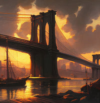 Old Brooklyn Bridge at Dusk Wall Art