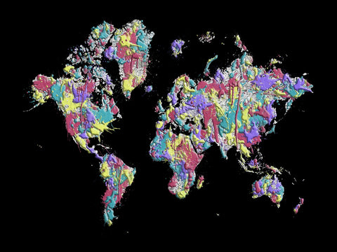 POP ART World Map - Black Wall Art