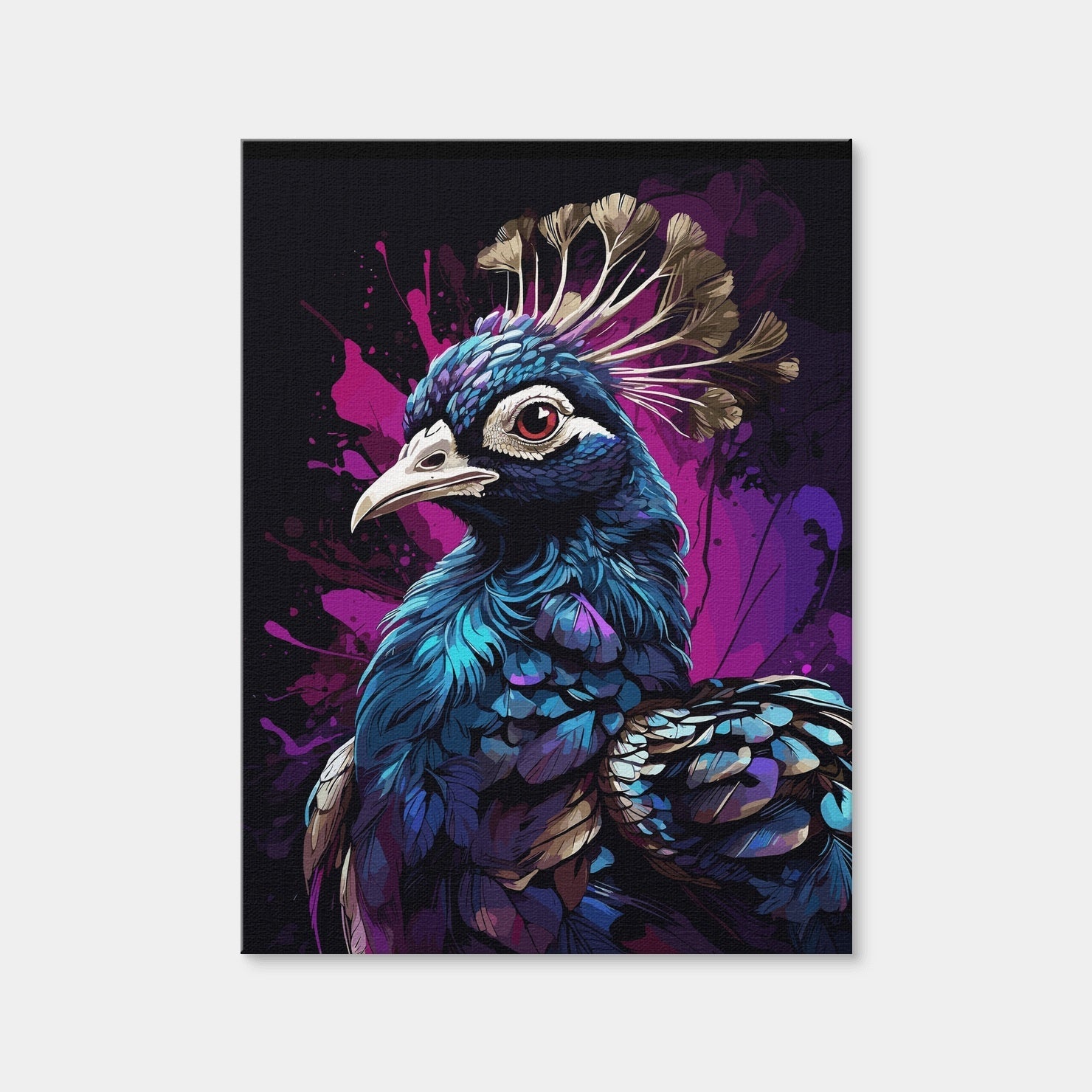 AUTO-MOCKUP WHITE | Peacock Animal Colorful | 1 Piece | Gallery Wrap Canvas | group=3x4