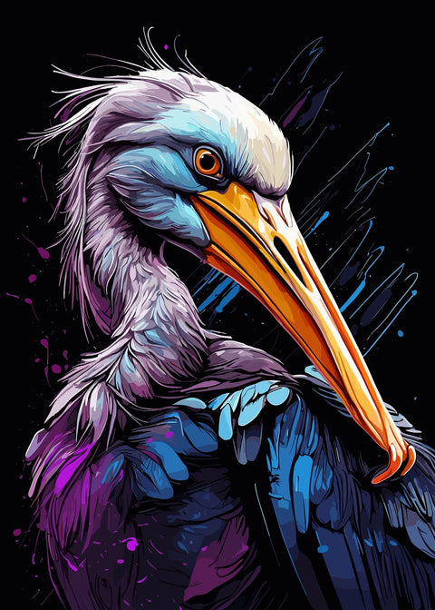 Pelican Animal Colorful Wall Art