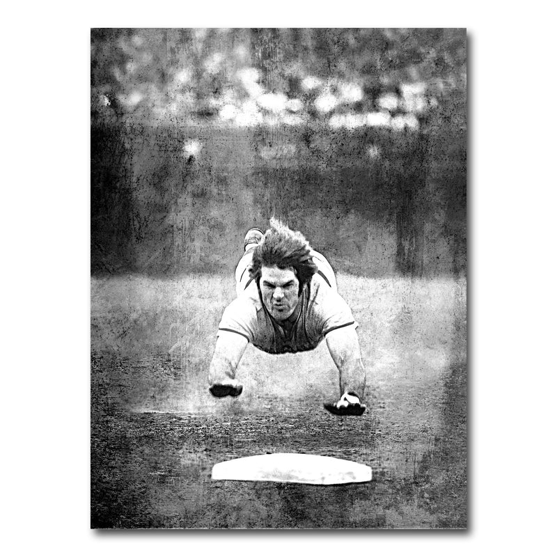 AUTO-MOCKUP WHITE | Pete Rose Slide Grayscale | 1 Piece | Gallery Wrap Canvas | group=3x4