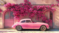 Pink Car and Flowers Wall Art