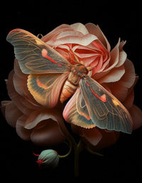 Pink Moth and Rose Wall Art