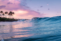 Pink Sunrise Blue Waves Wall Art