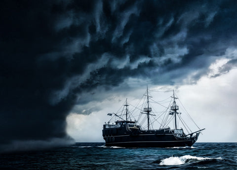 Pirate ship in the storm Wall Art