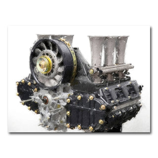 AUTO-MOCKUP WHITE | Porsche 911 Engine 1 | 1 Piece | Gallery Wrap Canvas | group=4x3