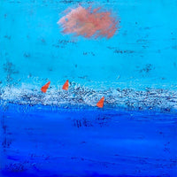 Red Sails on Blue Horizon Wall Art