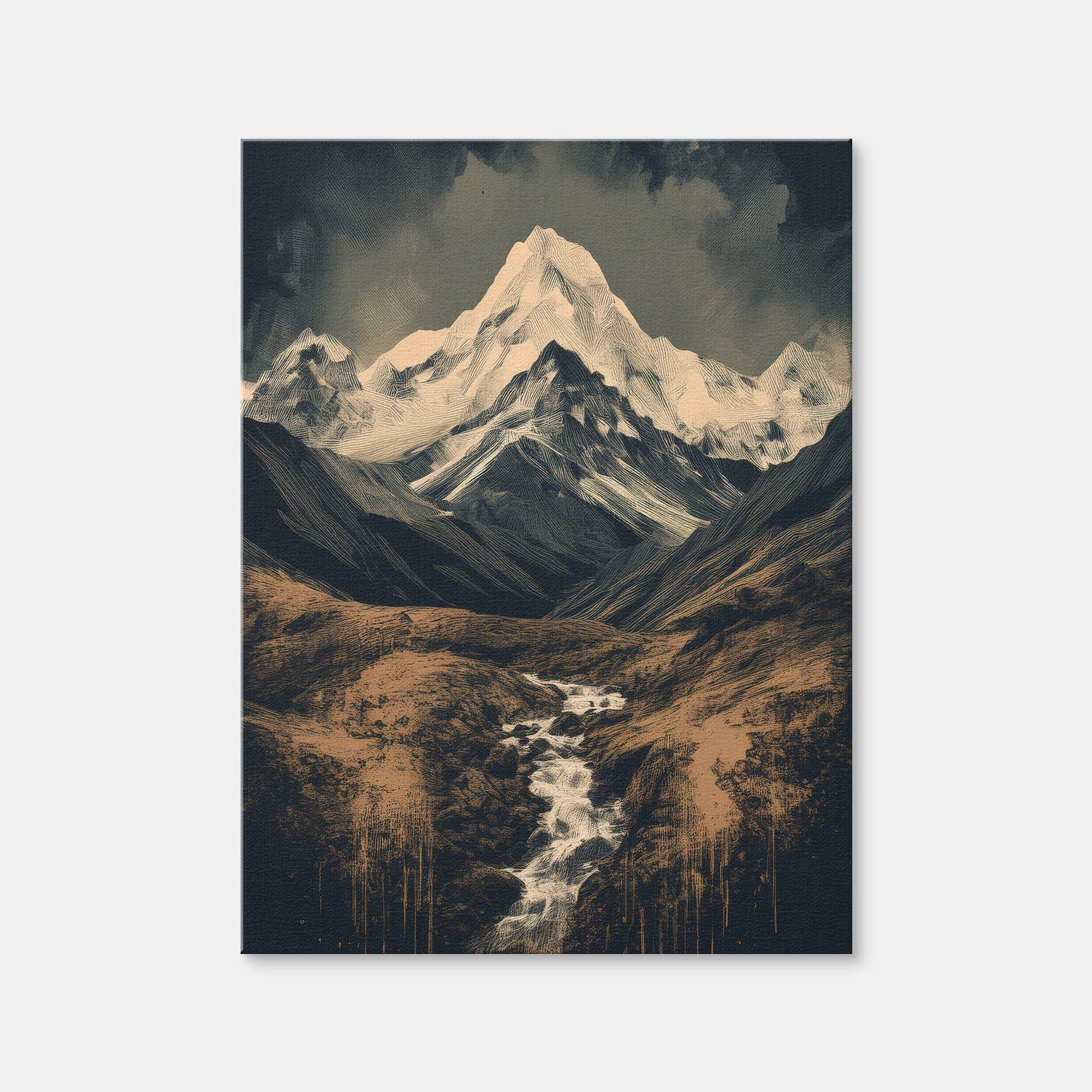 AUTO-MOCKUP WHITE | Retro Mountain Painting | 1 Piece | Gallery Wrap Canvas | group=3x4