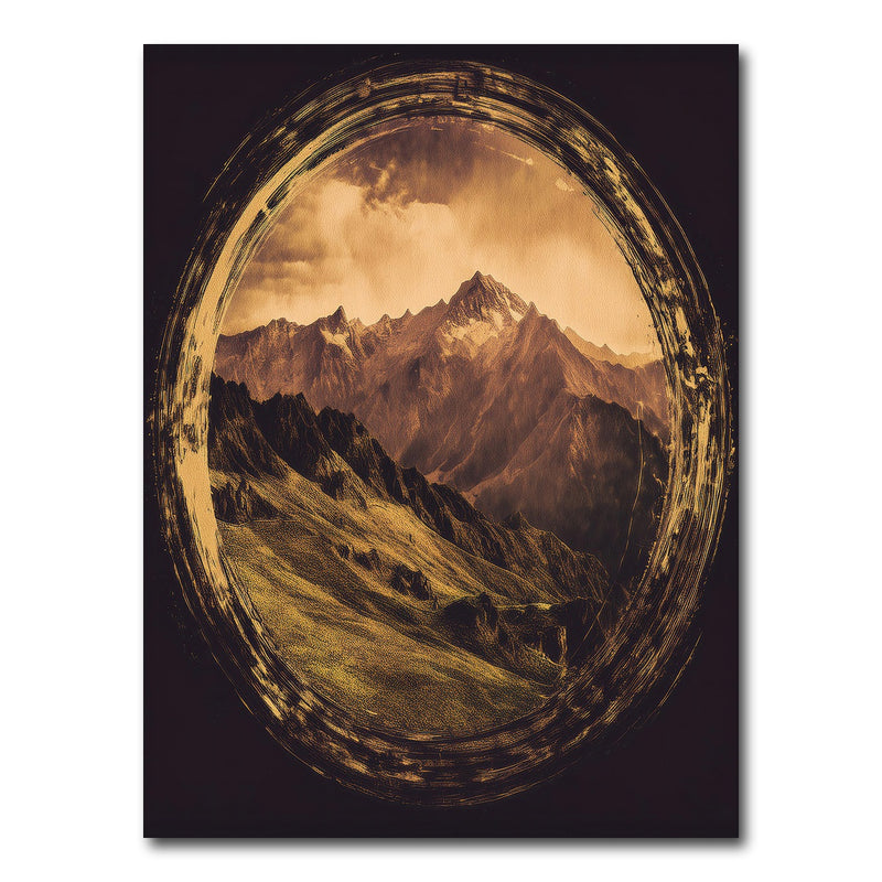 AUTO-MOCKUP WHITE | Retro Mountain View Oil Paint | 1 Piece | Gallery Wrap Canvas | group=3x4