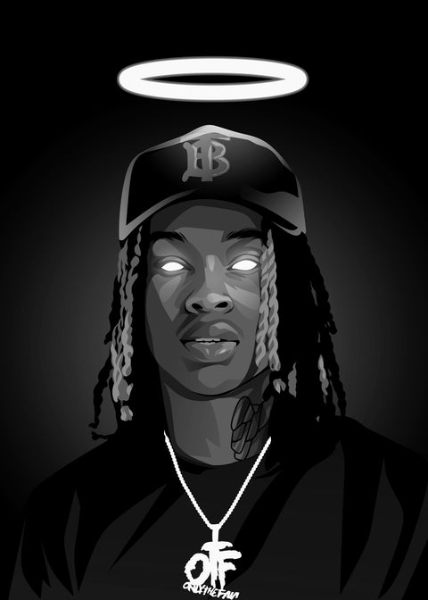 Rip King Von Grayscale Wall Art