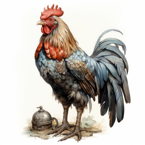 Rooster With Gold Horn Wall Art