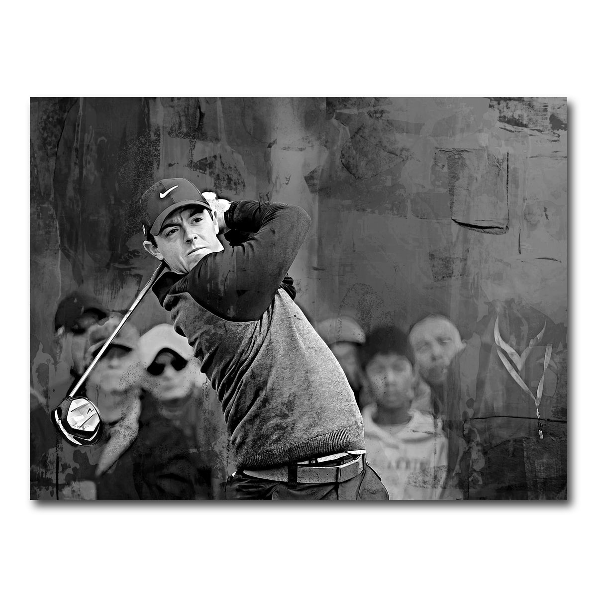 AUTO-MOCKUP WHITE | Rory McIlroy Grayscale | 1 Piece | Gallery Wrap Canvas | group=4x3