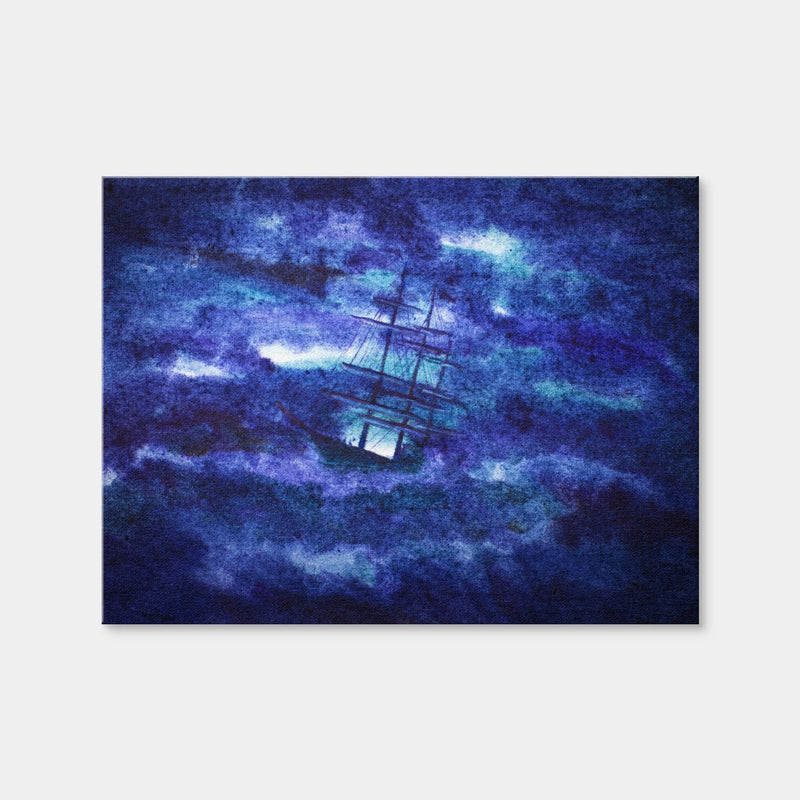 AUTO-MOCKUP WHITE | Sailing Ship in the Night Storm | 1 Piece | Gallery Wrap Canvas | group=4x3