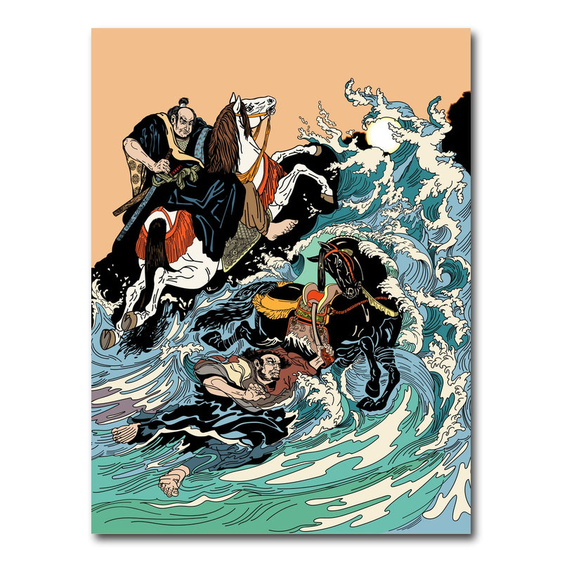 AUTO-MOCKUP WHITE | Samurai horsemen crossing a stormy sea | 1 Piece | Gallery Wrap Canvas | group=3x4